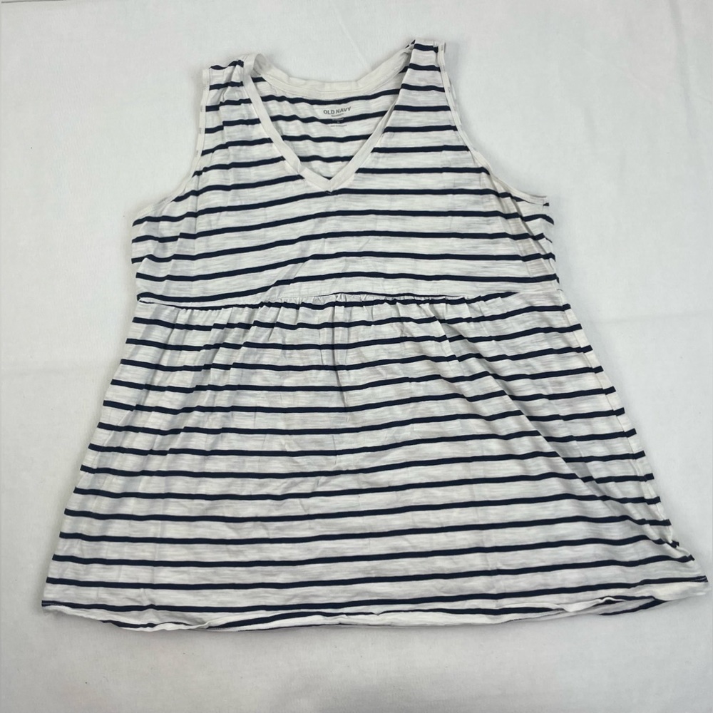 Old Navy Maternity Navy Blue Stripe Peplum Tank Size XL